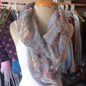 Blue and Flower Scarf