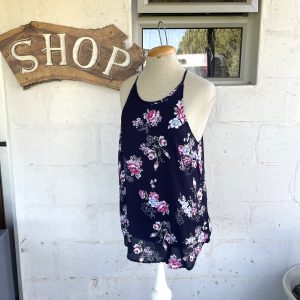 Navy and Floral Blouse | Medium