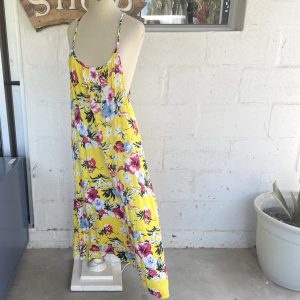 Yellow and Pink Flower Dress | XL