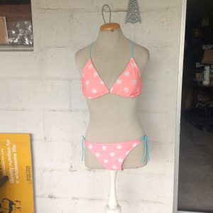 Coral and White Polka Dot Bikini | Medium