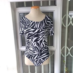 Black and White Zebra Print Bodysuit | Medium