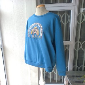 Teal "Be Happy" Sweater | Large