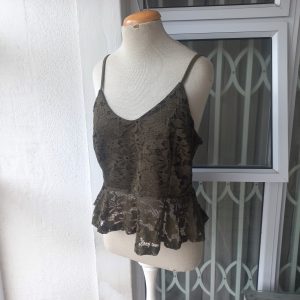 Olive Green Lace Crop Top | 2XL