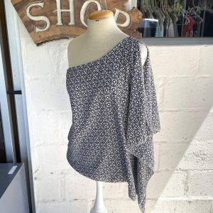 Black and White Off-Shoulder Blouse