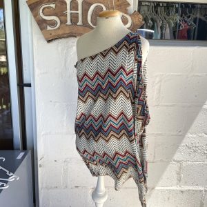 70's Pattern Off-Shoulder Blouse