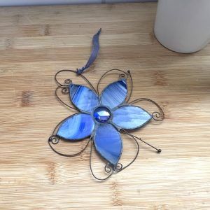 Blue Flower Glass Suncatcher