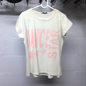 White T-shirt with Dance Graphic | 8-9 Years