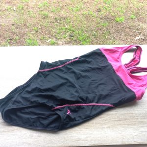 Pink and Black One-Piece Swimsuit | Small