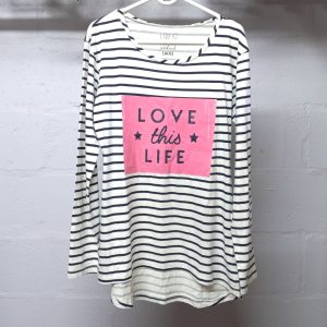 Love This Life' Stripy Long Sleeve Top | 12 Years