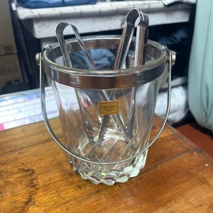 Crystal Glass Ice Bucket with Tongs