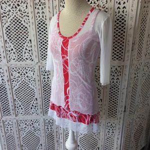 Red and White Layered Blouse | 32