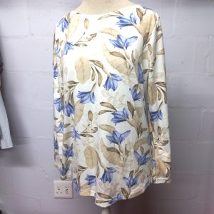 Blue and Brown Long Sleeve Top | Small