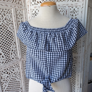 Black and White Checkered Blouse | Medium
