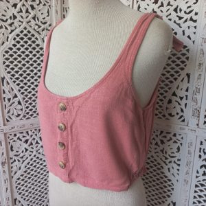 Dusty Pink Linen Feel Crop Top | 12