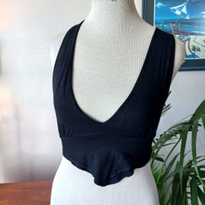 Black Crop Top with Criss Cross Back | L-XL