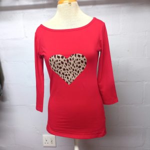 Red Long Sleeve with Animal Print Heart | 10