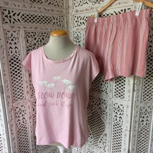 Pink 2 Piece Summer Pajamas | Medium