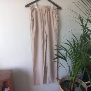 Blush Pink Pants with Paperbag Waist | Small