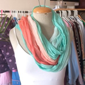 Turquoise to Coral Ombre Scarf