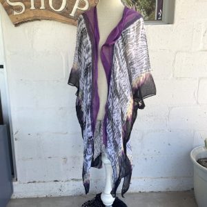 Purple and Grey Light Material Kimono