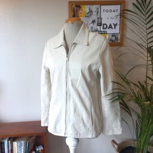 Cream Faux Leather Jacket
