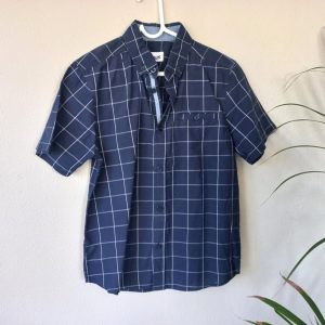 Navy Checkered Short Sleeve Shirt | 11 Years