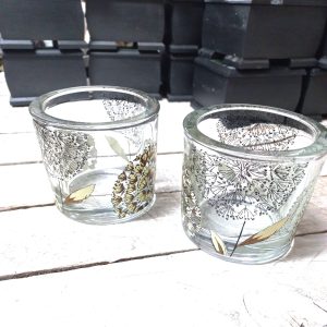 2 x Glass Candle Holders