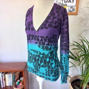 Purple and Blue Long Sleeve Top | Small