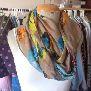 Brown Infinity Scarf with Bird Detail