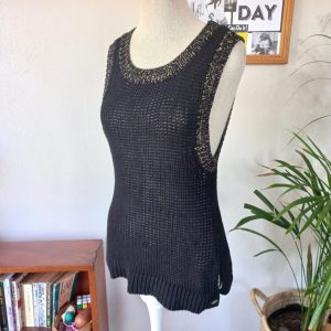 Black Knit Sleeveless Jersey | Small