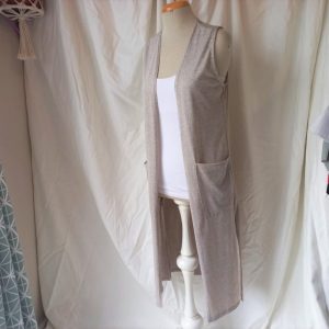 Beige Sleeveless Cardigan | 30