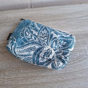 Blue Floral Makeup Bag