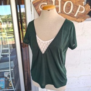 Green Blouse with Lace Detail | Medium