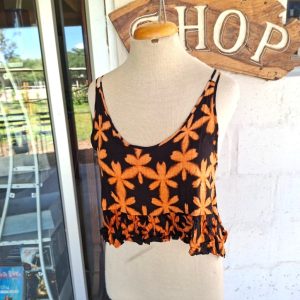 Orange Flower Crop Top | Large