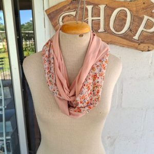 Pink Floral Infinity Scarf