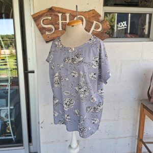Dusty Blue and Flower Blouse | 16