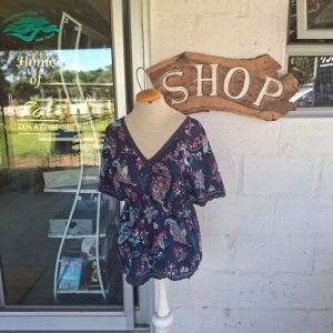 Navy Floral Blouse | 8