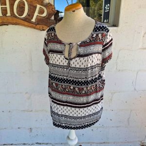 Burnt Orange and Black Patterned Blouse | 40