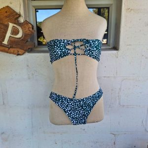 Dark Green and White Polka Dot Bikini | XL