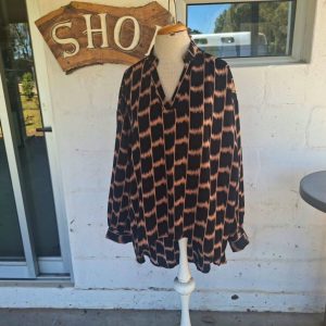 Brown Patterned Blouse | XL