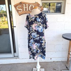 Flower and Navy Dress | XS