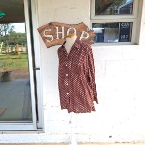 Brown and White Polka Dot Shirt | 10