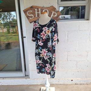Black and Floral Dress | Small