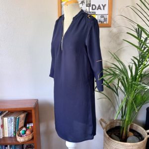 Navy Blue 3/4 Sleeve Dress | 30