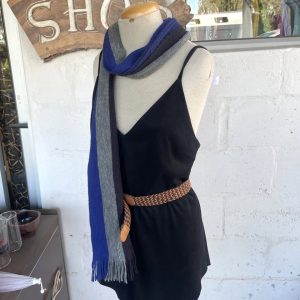 Blue and Grey Stripy Scarf