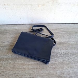 Navy Faux Leather Sling Bag