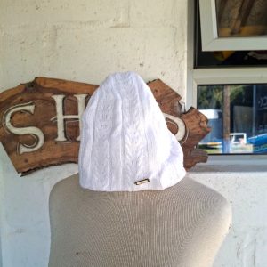 White Knit Beanie with Fleece Lining