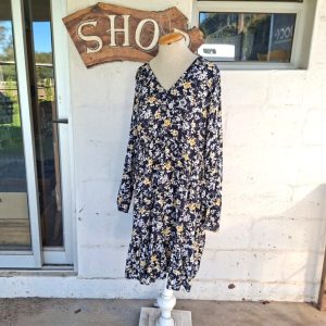 Navy Flower Dress | Large