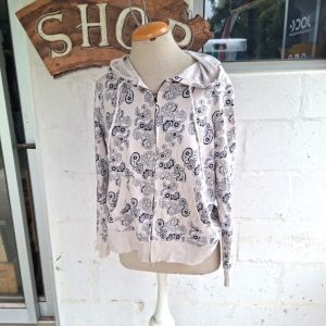 Patterned Zip Up Hoodie | Small