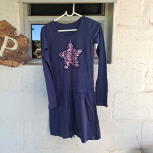 Navy Dress with Pink Star | 12 Years